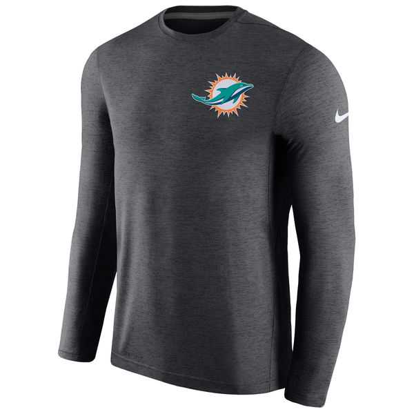 Men's Miami Dolphins Nike Charcoal Coaches Long Sleeve Performance T-Shirt,We sell and wholesale Men's Miami Dolphins Nike Charcoal Coaches Long Sleeve Performance T-Shirt on line form chian!